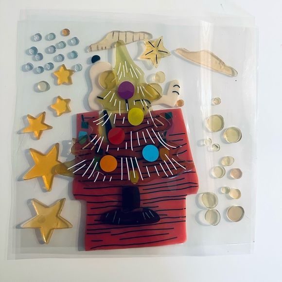 Vintage Snoopy Woodstock Christmas Window JELZ Set Of Two - Picture 6 of 14